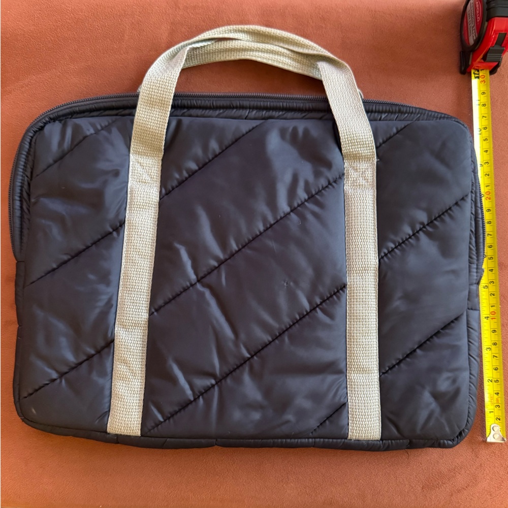 Vintage American Apparel nylon padded laptop bag navy/grey - Picture 2 of 4